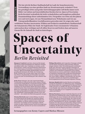 cover image of Spaces of Uncertainty--Berlin revisited